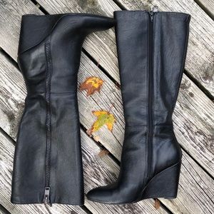 🍁Tall Leather Wedge Boots🍁